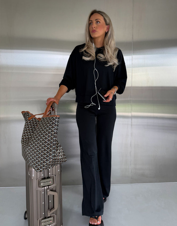 Wide Leg Legging in Black