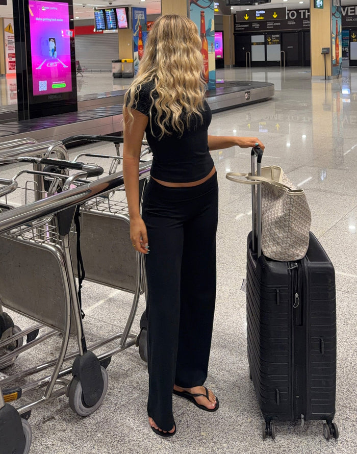 Wide Leg Legging in Black