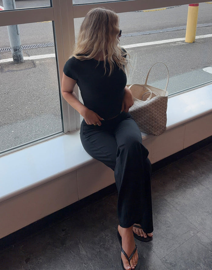 Wide Leg Legging in Black