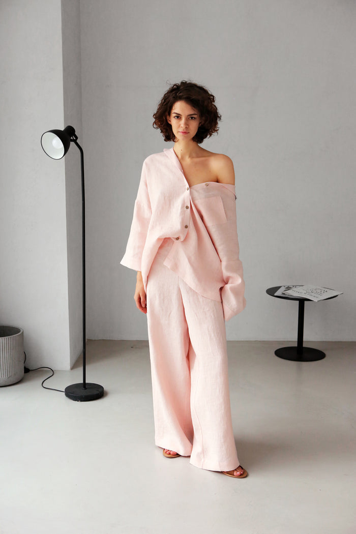 Wide-Leg Linen Pants ACAI - IN STOCK