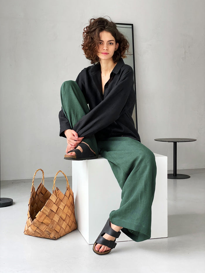 Wide-Leg Linen Pants ACAI - IN STOCK