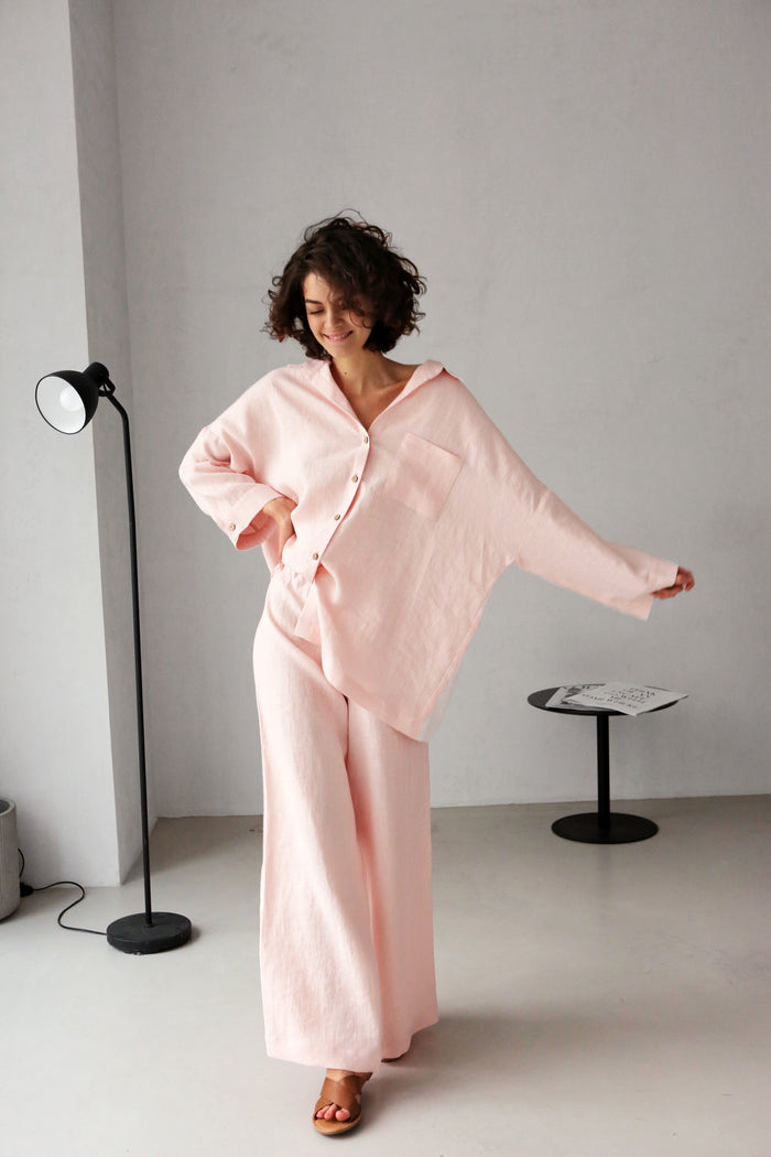Wide-Leg Linen Pants ACAI - IN STOCK