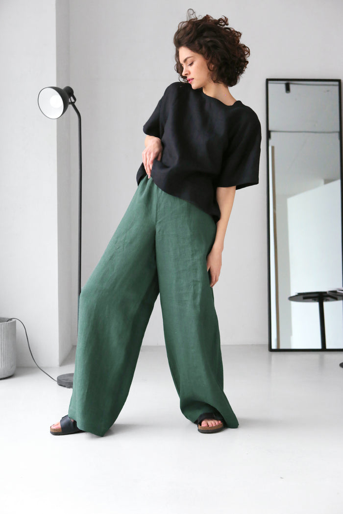Wide-Leg Linen Pants ACAI - IN STOCK