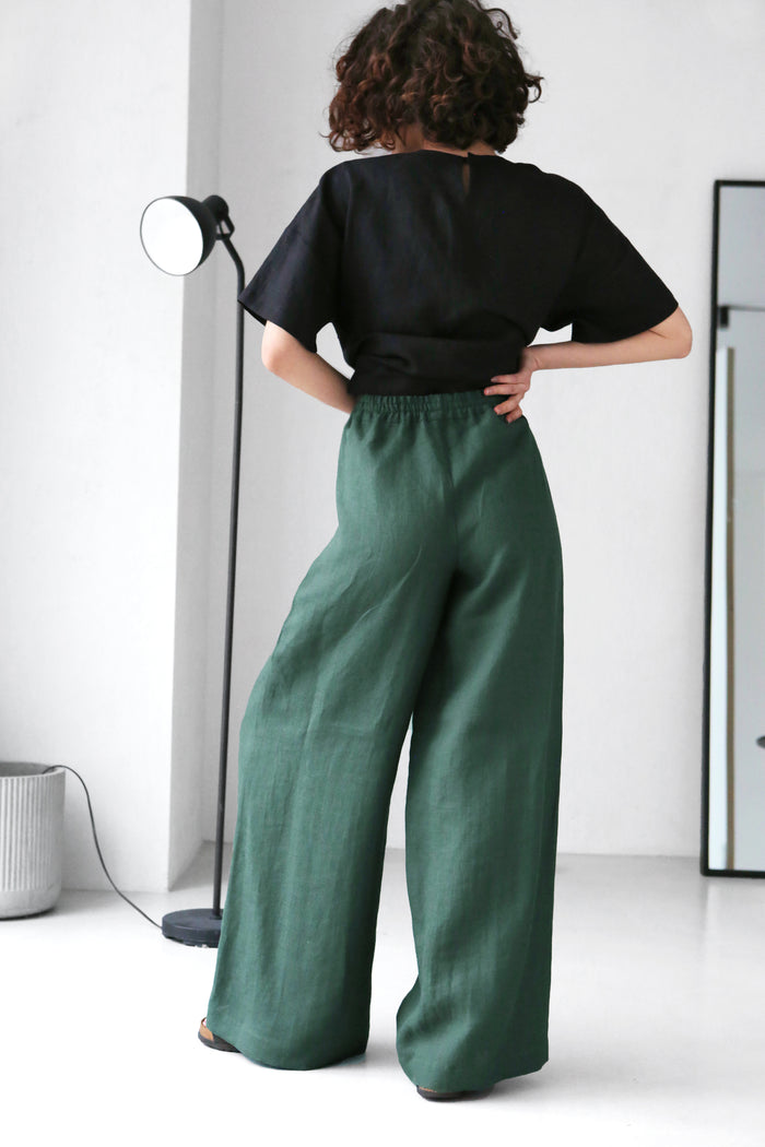 Wide-Leg Linen Pants ACAI - IN STOCK