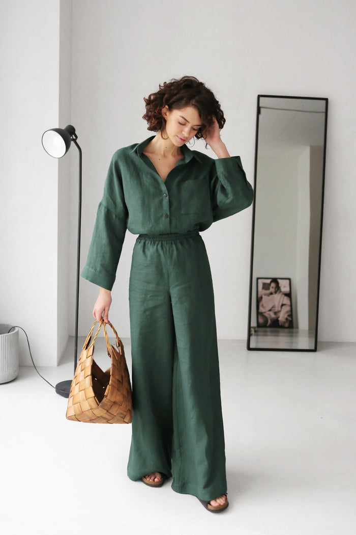 Wide-Leg Linen Pants ACAI - IN STOCK