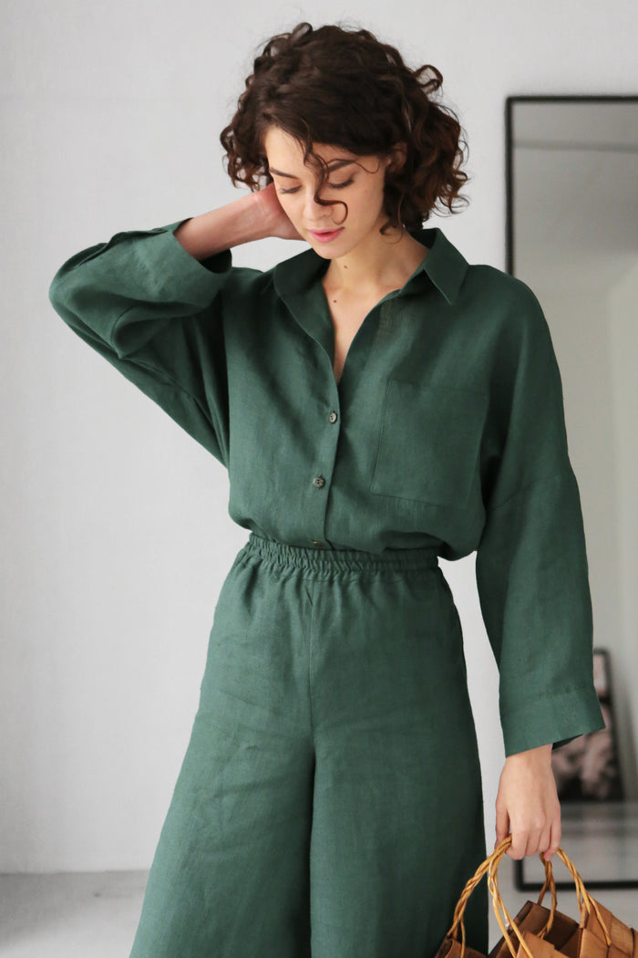 Wide-Leg Linen Pants ACAI - IN STOCK