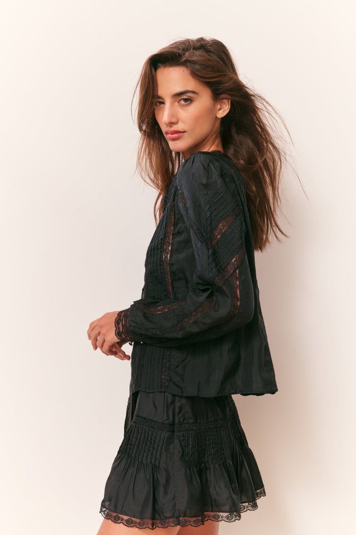 Willia Silk Lace-Detailed Mini Skirt