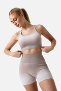 Womens Evocurve Seamless Strappy Bra - Pebble Stone / Pale Taupe / Frosted Ridge