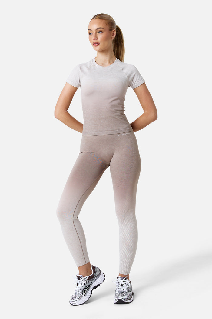 Womens Evocurve Seamless Tee - Pebble Stone / Pale Taupe / Frosted Ridge
