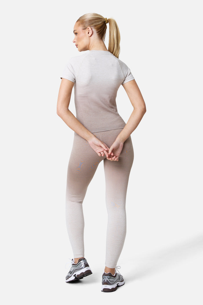Womens Evocurve Seamless Tee - Pebble Stone / Pale Taupe / Frosted Ridge