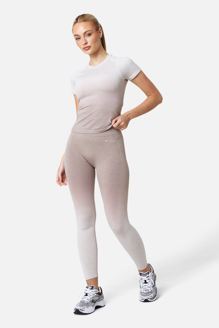Womens Evocurve Seamless Tee - Pebble Stone / Pale Taupe / Frosted Ridge