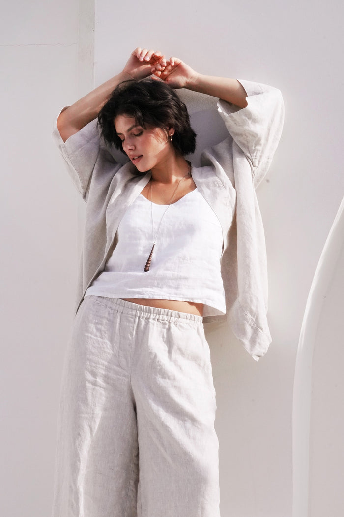 Women’s Linen Camisole Top CAMELLIA in White
