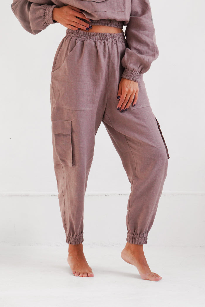 Women’s Linen Cargo Joggers LUMA - IN STOCK