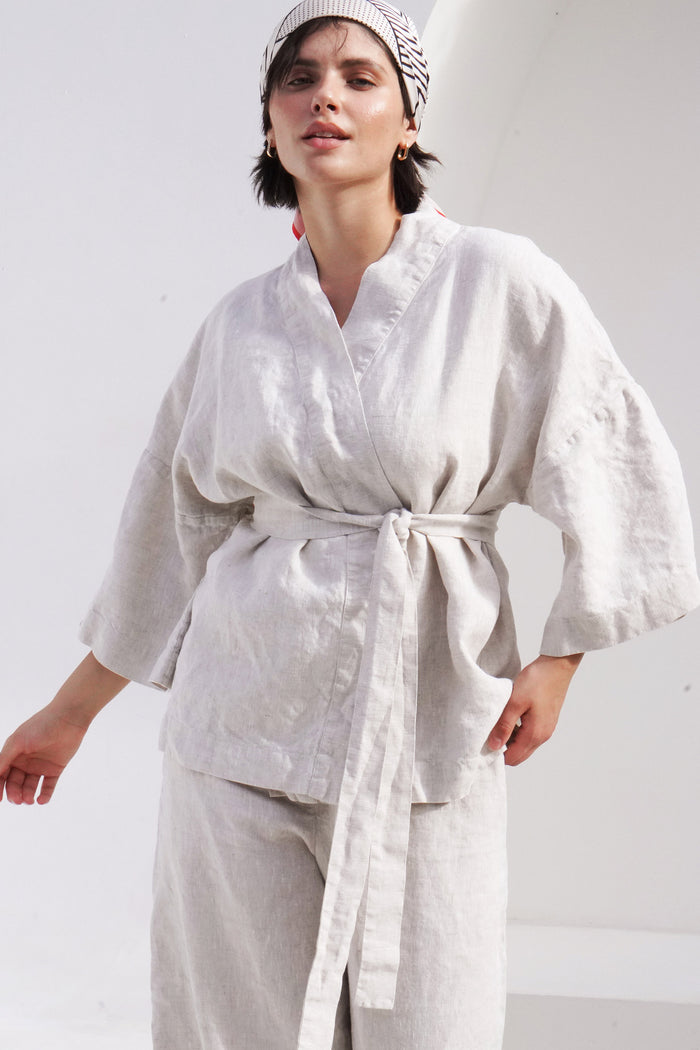 Women’s Linen Kimono Jacket ALTEA in Beige