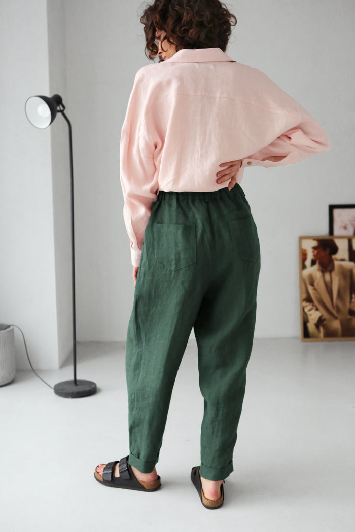 Women’s Linen Pants with Pleats CEDAR - IN STOCK