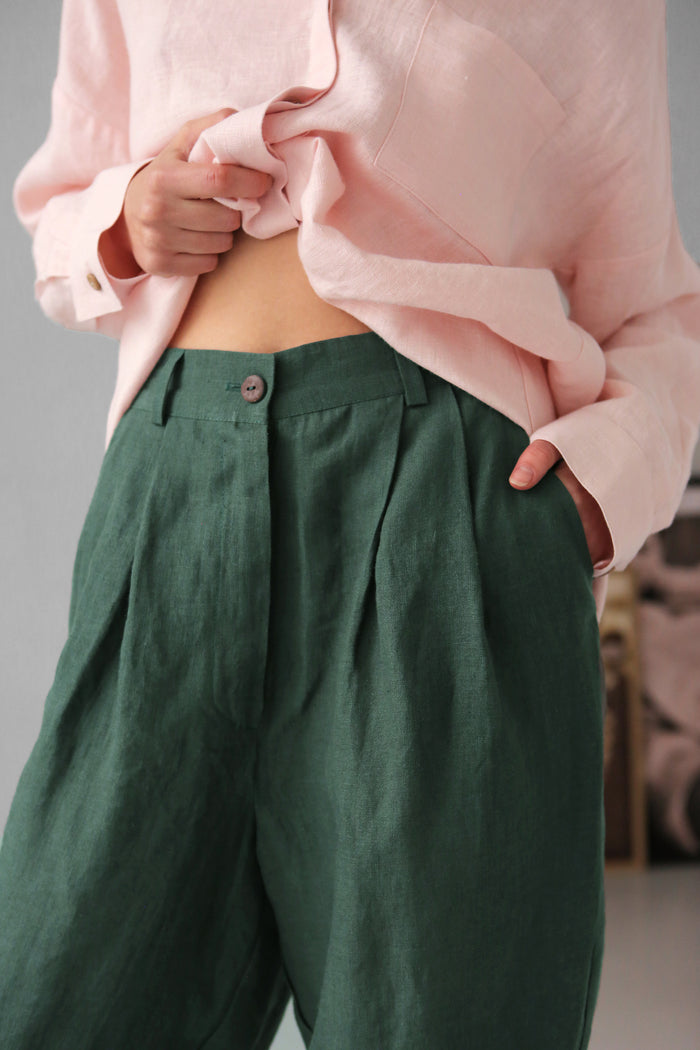 Women’s Linen Pants with Pleats CEDAR - IN STOCK