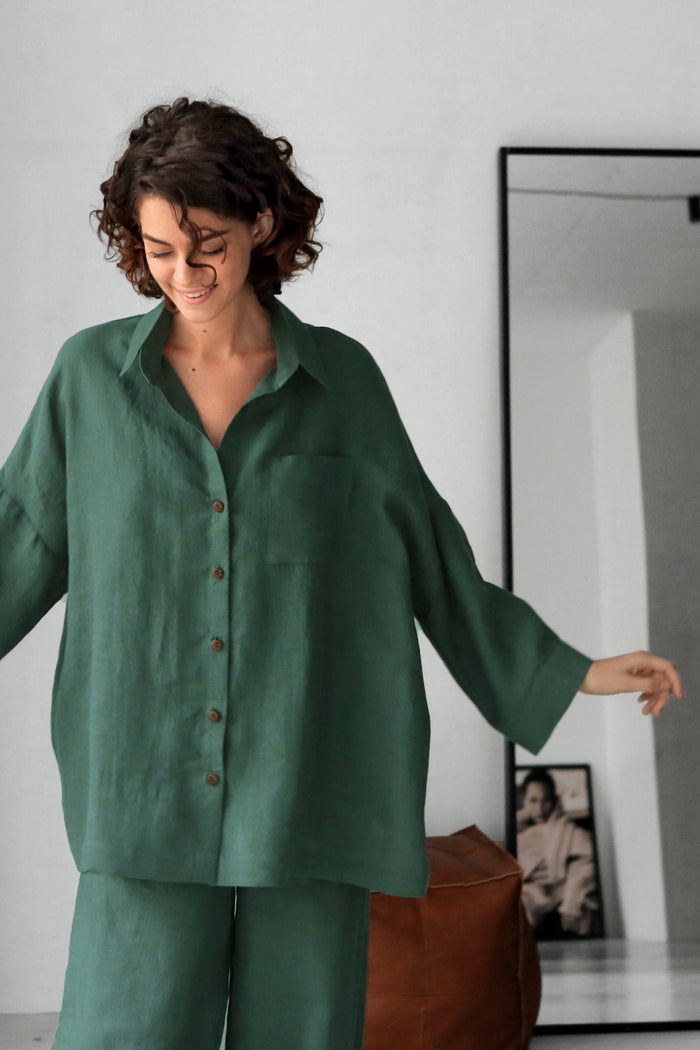 Women’s Linen Shirt FENNEL in Green
