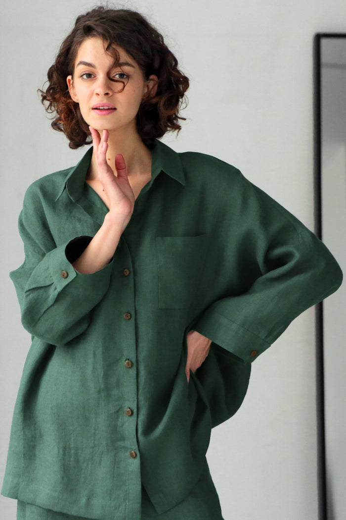 Women’s Linen Shirt FENNEL in Green