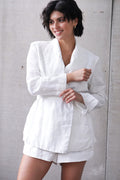 Women’s Linen Wrap Blazer JASMI in White