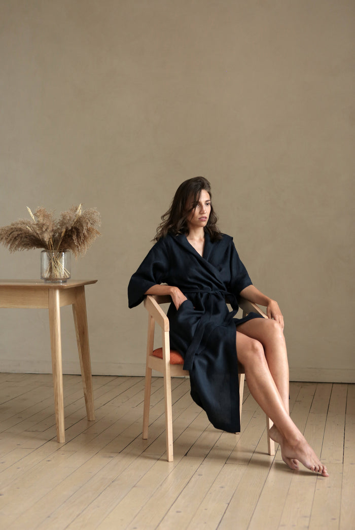 Women’s Long Linen Kimono MIMOSA - IN STOCK