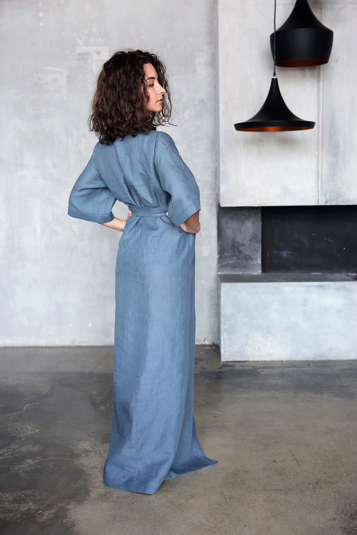 Women’s Long Linen Kimono UME - IN STOCK