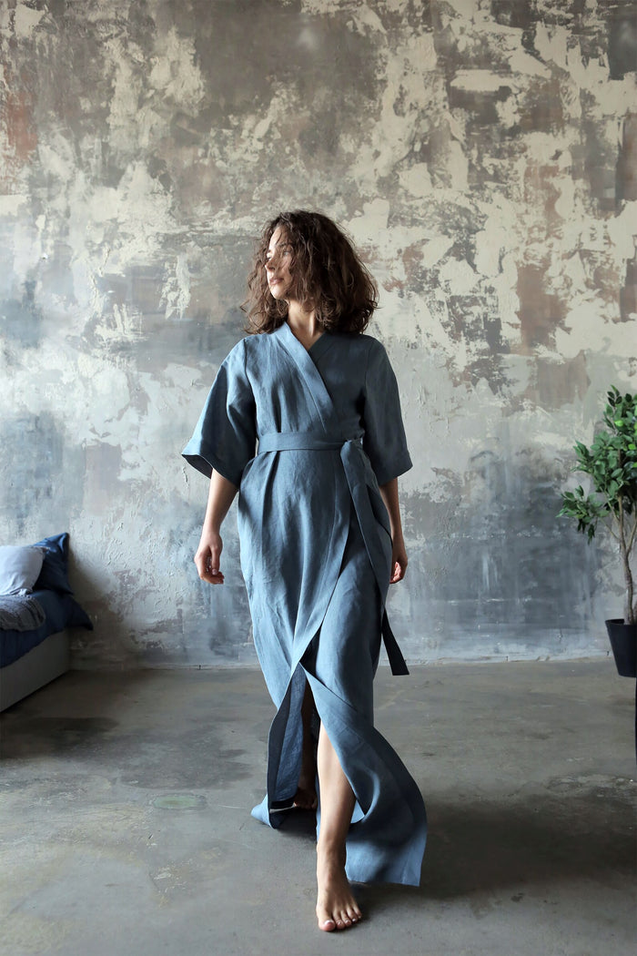 Women’s Long Linen Kimono UME - IN STOCK