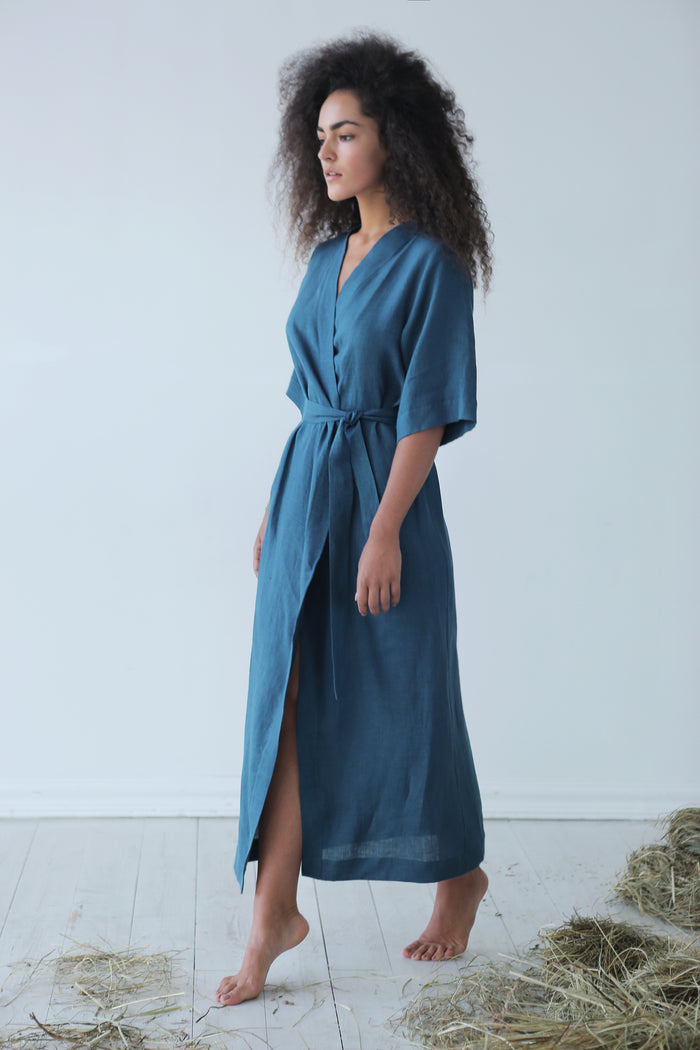 Women’s Long Linen Kimono UME - IN STOCK
