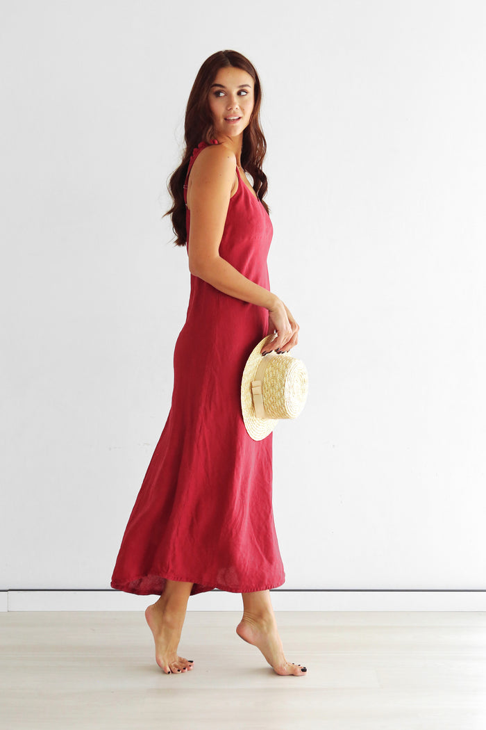 Women’s Maxi Linen Dress IRIS in Red