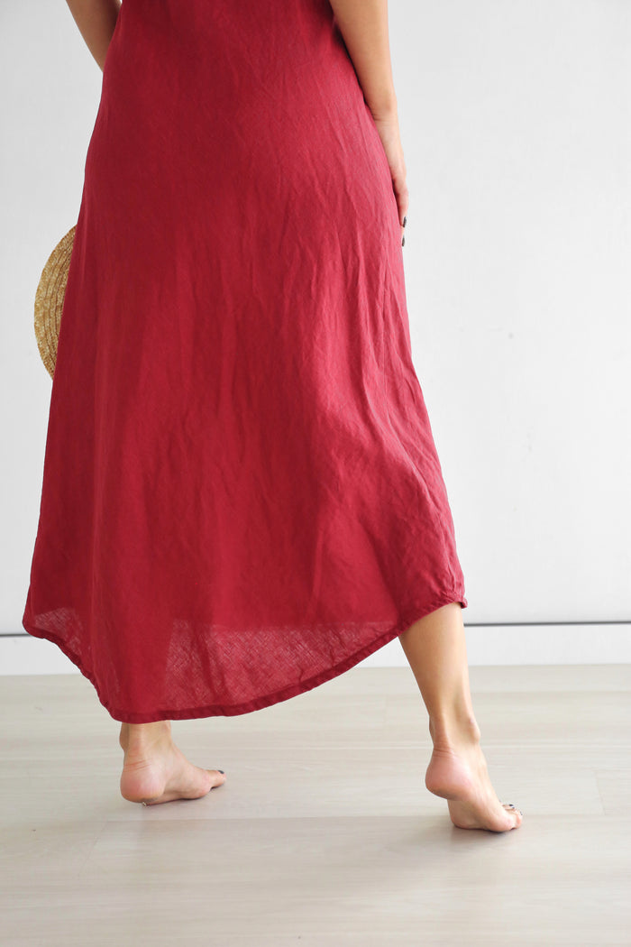 Women’s Maxi Linen Dress IRIS in Red