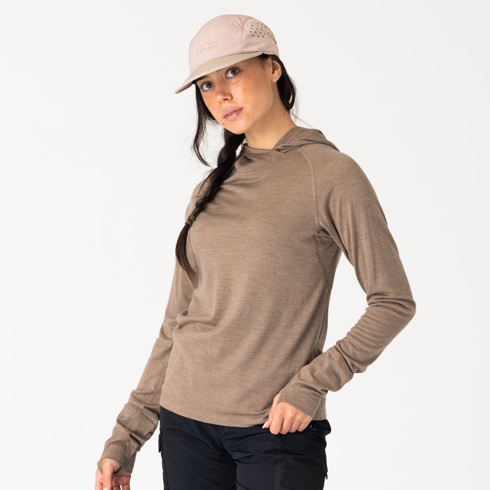 Womens Merino LS Hoody Stone Marle