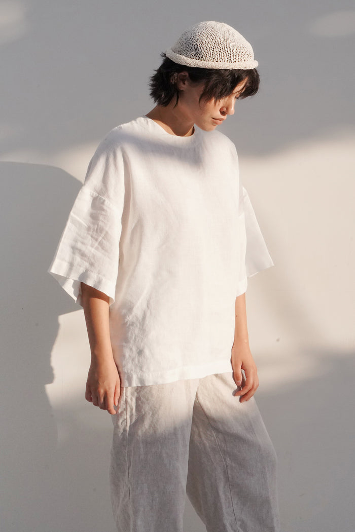 Women’s Oversized Linen T-Shirt BELLIS in Cream