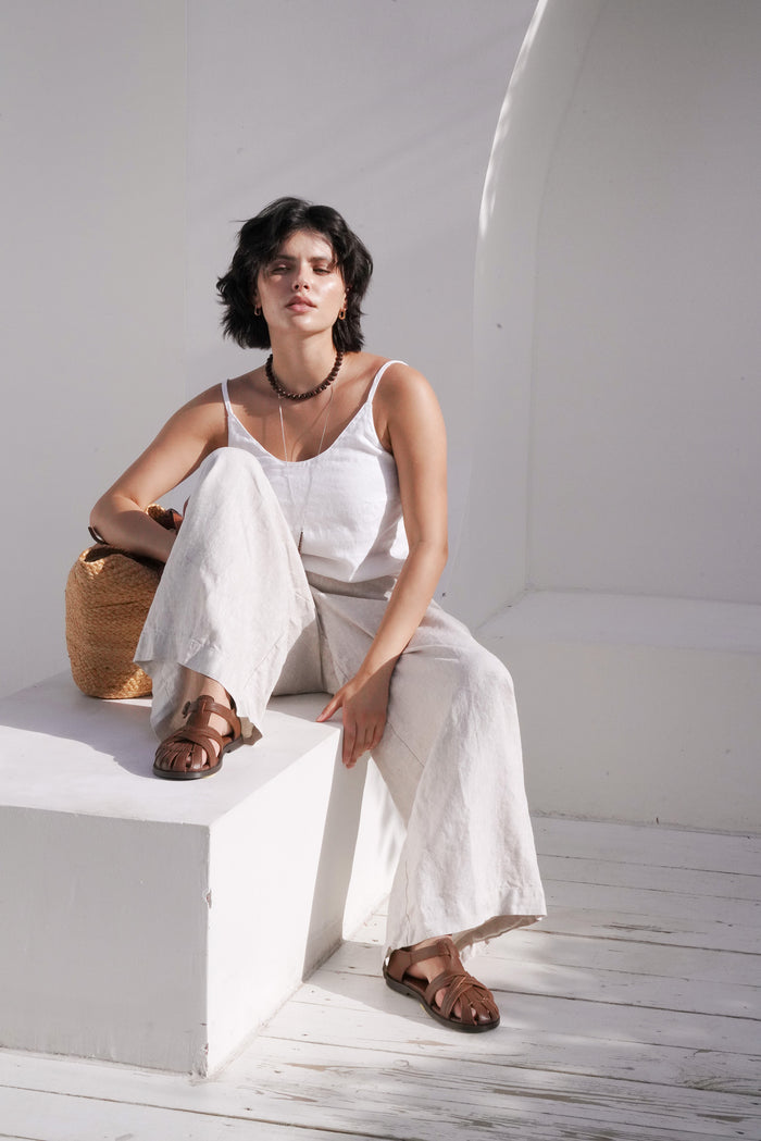 Women’s Wide-leg Linen Pants THUME in Beige