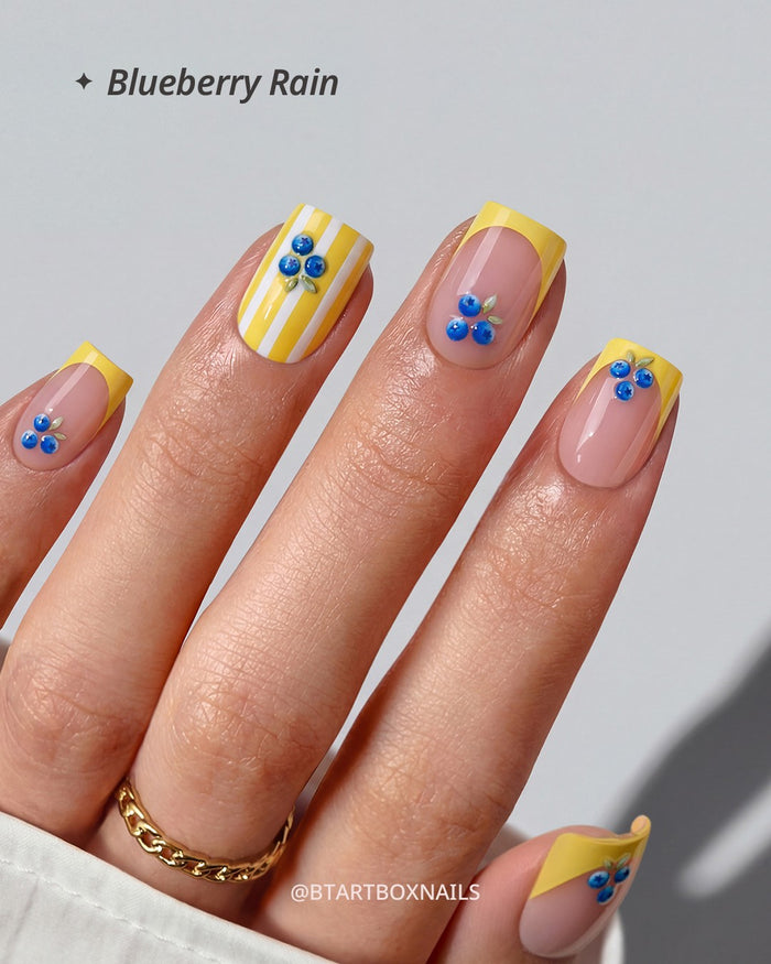 Yellow Square French Nails