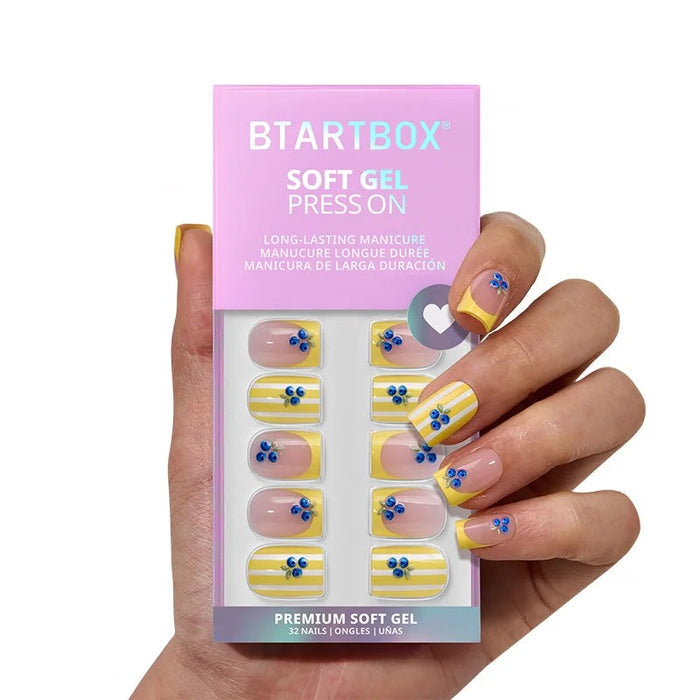 Yellow Square French Nails