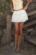 Ynes Crinkle Gauze Tiered Mini Skort