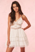 Zima Cotton Lace Bow Mini Dress - OPTIC WHITE